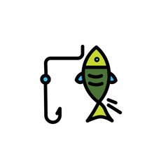 Fish Hook Sea Filled Outline Icon