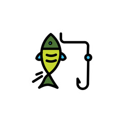 Fish Hook Sea Filled Outline Icon