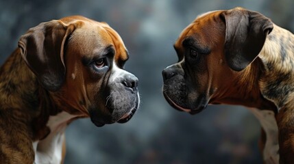 Two Brown and White Dogs Standing Next to Each Other