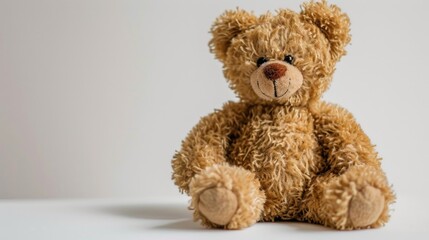 A Cute Brown Teddy Bear on a White Surface