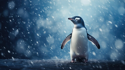 Arctic Elegance: Unbelievable Penguin in Winter Snowfall