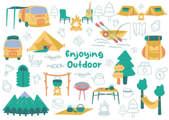 Fototapeta na wymiar Set Illustration of Enjoying Outdoor Activities