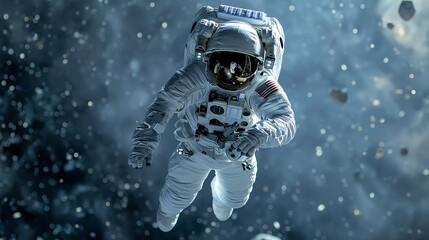 International Day Of Human Space Flight, Banner Background. It Includes A Figure Of An Astronaut In Space, Generative Ai