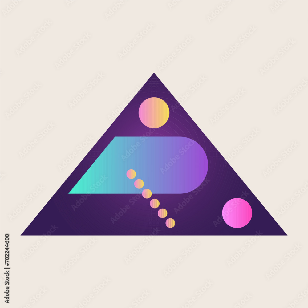 Poster triangle cone pyramid abstract gradient texture color geometric graphic shape element icon design