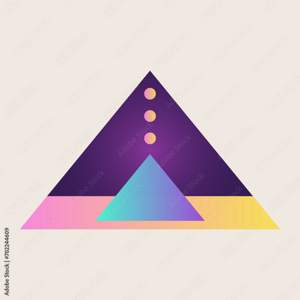 Poster triangle cone pyramid abstract gradient texture color geometric graphic shape element icon design