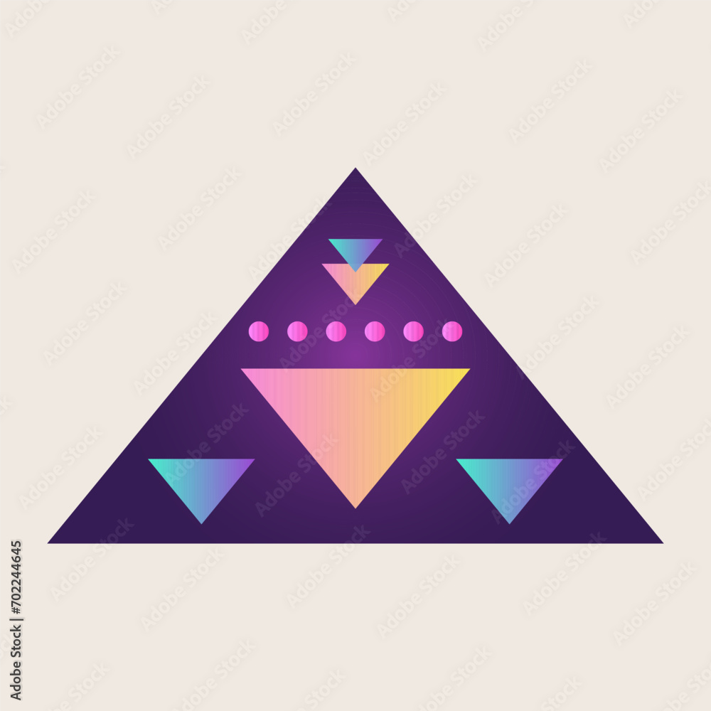 Poster triangle cone pyramid abstract gradient texture color geometric graphic shape element icon design