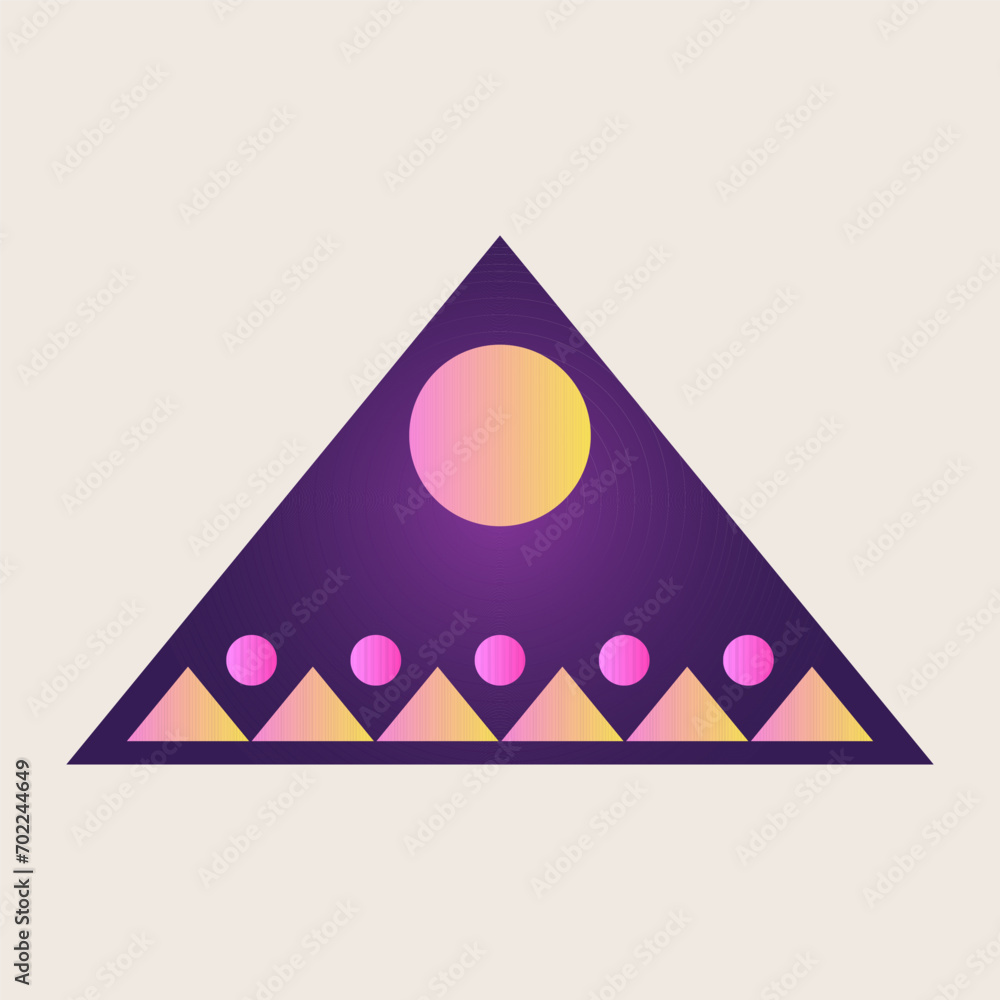 Poster triangle cone pyramid abstract gradient texture color geometric graphic shape element icon design