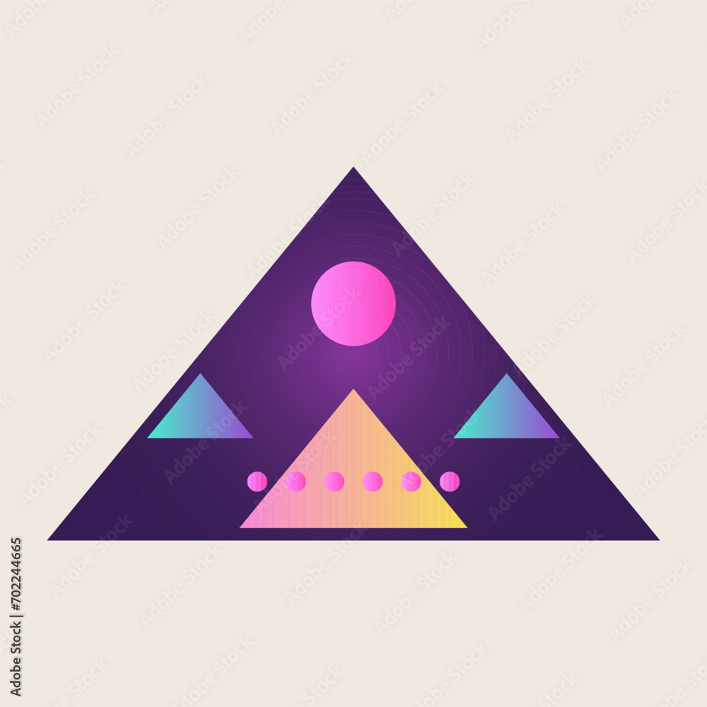 Poster triangle cone pyramid abstract gradient texture color geometric graphic shape element icon design