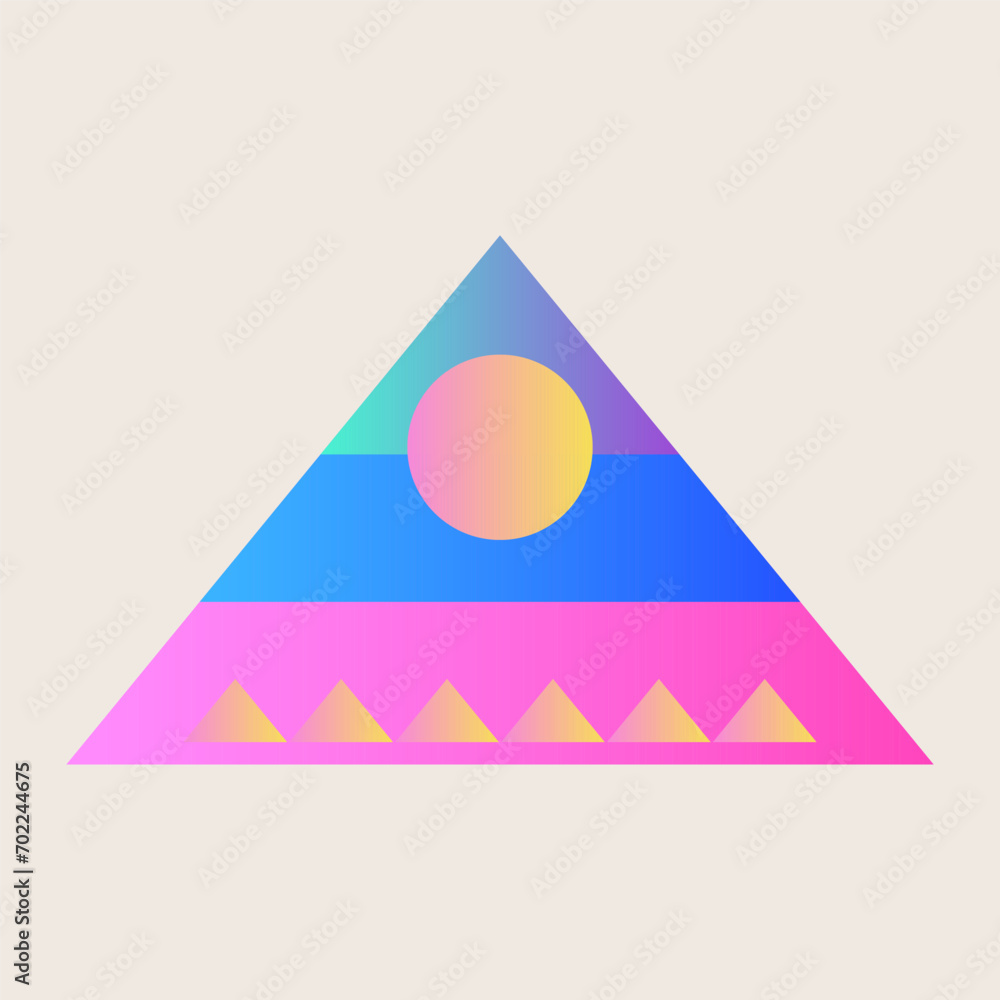 Poster triangle cone pyramid abstract gradient texture color geometric graphic shape element icon design