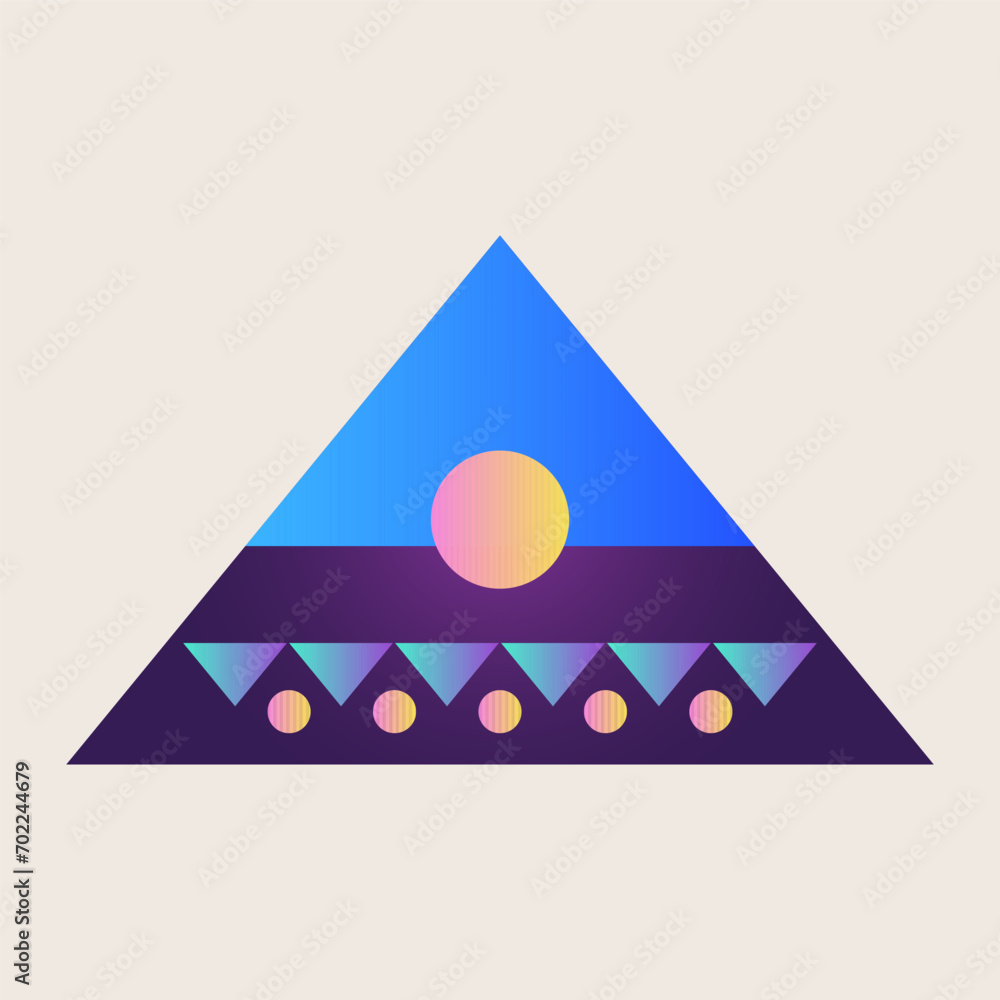 Poster triangle cone pyramid abstract gradient texture color geometric graphic shape element icon design