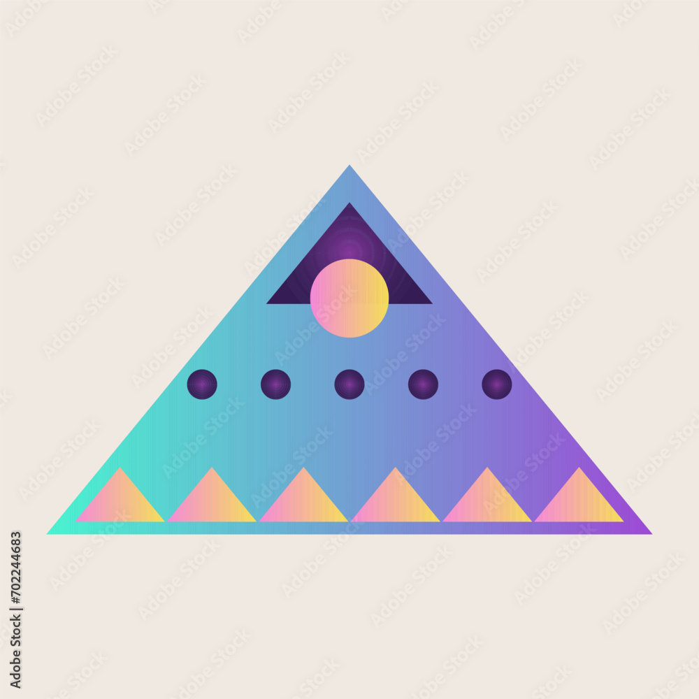 Poster triangle cone pyramid abstract gradient texture color geometric graphic shape element icon design