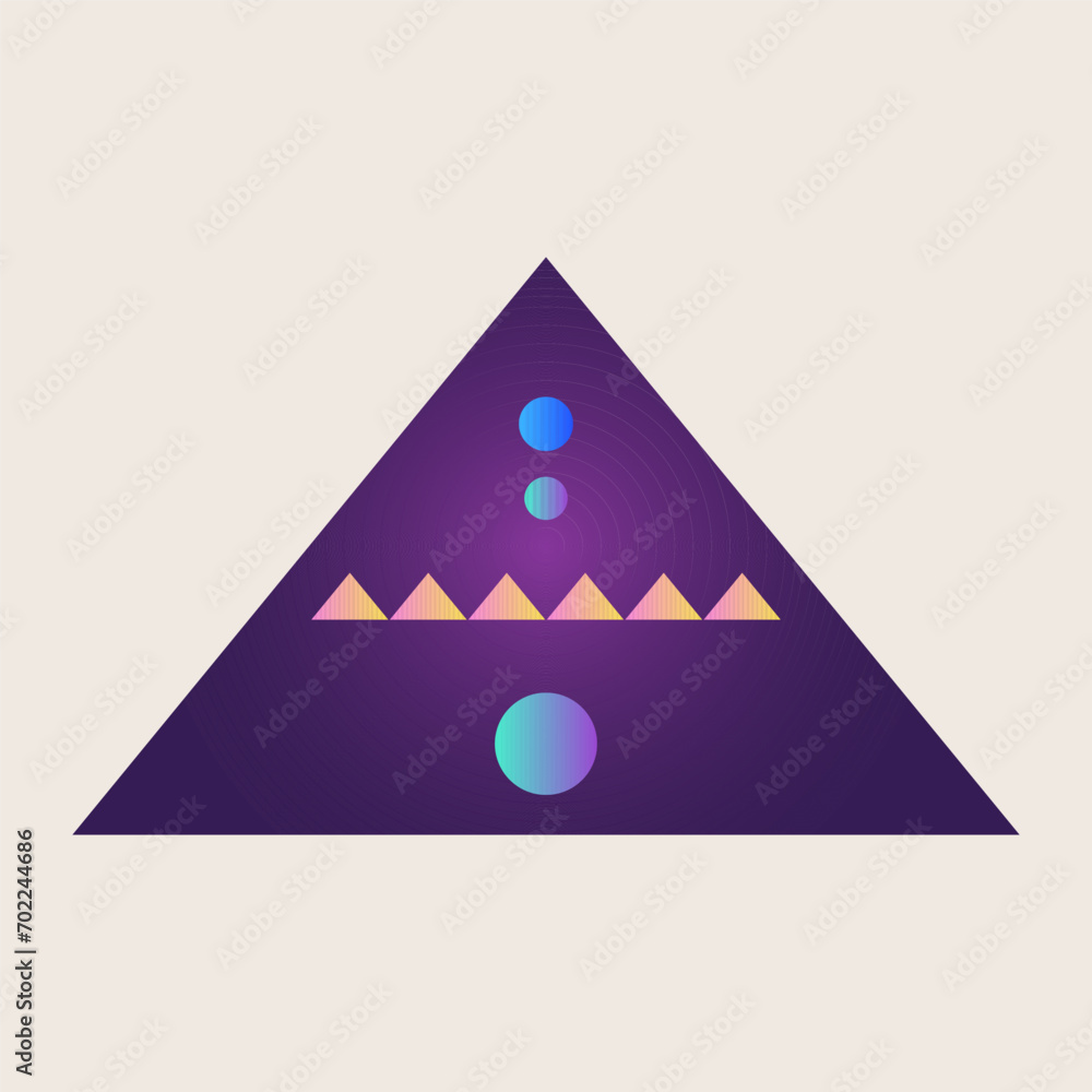 Poster triangle cone pyramid abstract gradient texture color geometric graphic shape element icon design