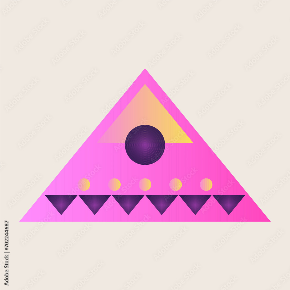 Poster triangle cone pyramid abstract gradient texture color geometric graphic shape element icon design