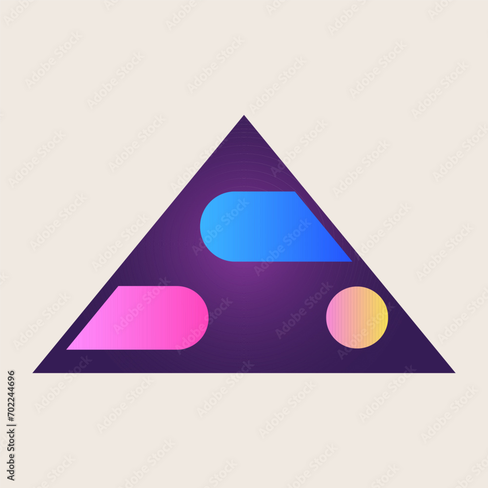 Poster triangle cone pyramid abstract gradient texture color geometric graphic shape element icon design