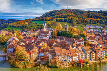 Laufenburg, Switzerland on the Rhine River - obrazy, fototapety, plakaty