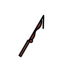 Fish Fishing Rod Filled Outline Icon