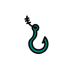 Fish Hook Steel Filled Outline Icon