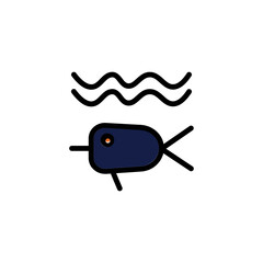 Fish Lake Water Filled Outline Icon