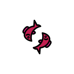 Fish Ocean Two Filled Outline Icon