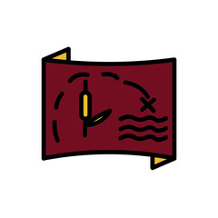 Fish Pin Map Filled Outline Icon