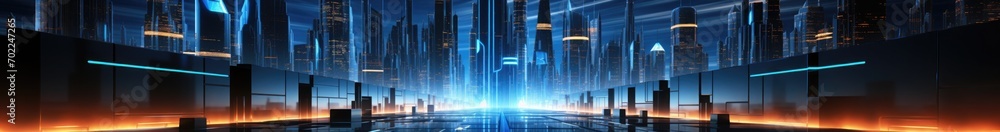 Poster neon glowing techno lines, hi-tech futuristic abstract background template with square shapes and li