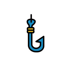 Fishing Hook Sea Filled Outline Icon