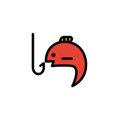Fishing Hook Rod Filled Outline Icon