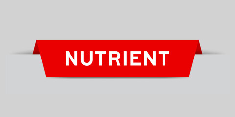 Red color inserted label with word nutrient on gray background