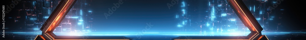 Poster neon hexagon frame with shining effects on dark background. empty glowing techno backdrop. vector il