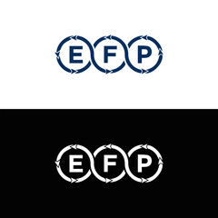 EFP logo. E F P design. White EFP letter. EFP, E F P letter logo design. Initial letter EFP linked circle uppercase monogram logo. E F P letter logo vector design.	

