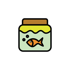 Fish Tank Bowl Filled Outline Icon