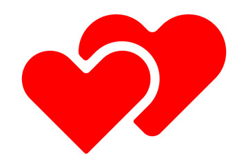 Two hearts icon symbol. Couple valentines day. Flat vector illustration