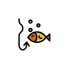 Fish Hook Rod Filled Outline Icon