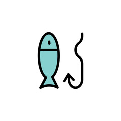 Fish Hook Rod Filled Outline Icon