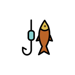 Fishing Fish Hook Filled Outline Icon