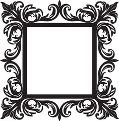 Timeless Elegance Vector Black Logo Icon with Decorative Frame Design Victorian Chic Ornate Black Frame Vector for Iconic Logos