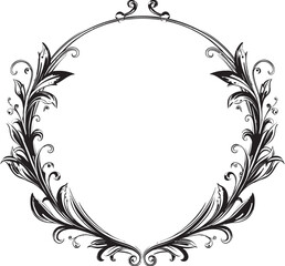 Graceful Lines Artistic Decorative Frame Vector Logo in Black Regal Affinity Vector Black Frame Logo Icon Design