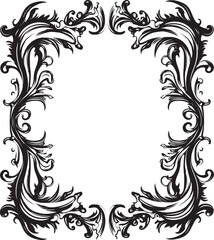 Baroque Essence Artistic Decorative Frame Vector Logo Chic Elegance Vector Black Frame Logo Icon Design