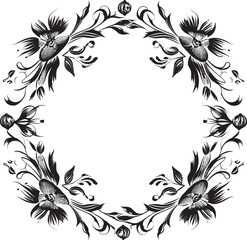 Chic Elegance Vector Black Frame Logo Icon Design Sophisticated Whimsy Artistic Decorative Frame Vector