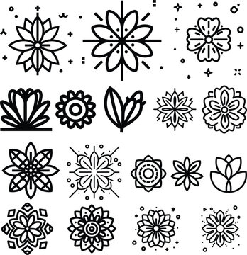 Icon set of flower Editable vector pictograms on a white background. Trendy outline symbols for mobile apps and website design. Premium pack of icons in trendy line style
