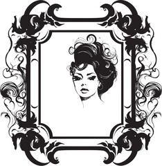 Symbolic Harmony Artistic Decorative Frame Vector Logo Contemporary Flourish Vector Black Frame Icon Design