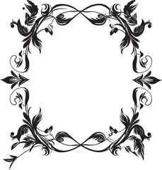 Vintage Chic Artistic Decorative Frame Vector Logo Icon Modern Opulence Black Frame Design in Vector for Logos