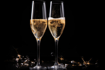 Celebration in Shadows: Twin Champagne Glasses