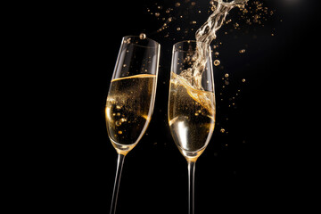 Toast to the Night: Black Background Champagne