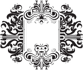Mystical Sophistication Artistic Decorative Frame Vector Minimalist Ornament Black Frame Icon in Vector Design