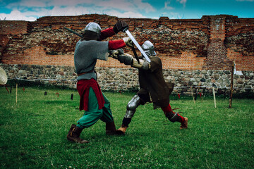 Medieval knights sword fight