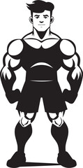 Flex Fusion Masterpiece Black Vector Logo Icon of Cartoon Bodybuilder Powerful Muscle Charm Cartoon Caricature Black Bodybuilder Vector Logo