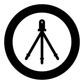 Laser level tool measure building on tripod engineering equipment device for builder construction tool icon in circle round black color vector illustration image solid outline style