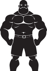 Obraz na płótnie Canvas Flex Fusion Masterpiece Black Vector Logo Icon of Cartoon Bodybuilder Powerful Muscle Charm Cartoon Caricature Black Bodybuilder Vector Logo