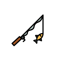 Fishing Fish Pole Filled Outline Icon